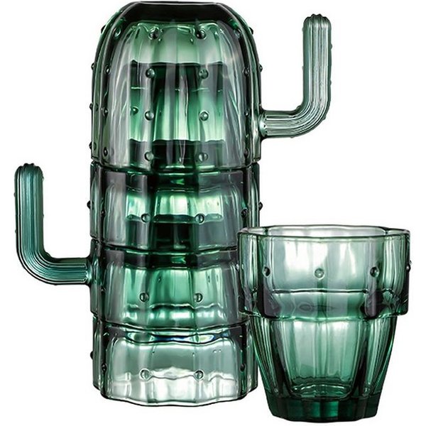HomeGuru Glas Glas-Set, stapelbar, Wasserglas, Saftglas, Kaktusform,kreativ,Geschenk