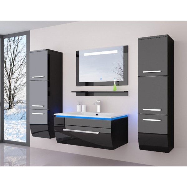 Homeline Badmöbel-Set Badmöbel Set Weiß Hochglanz lackiert LED System tauschsystem, (Komplette Set ohne wasch dich Armatur und Ablaufgarnitur, 6-St., Set Angebo