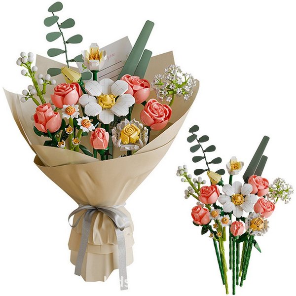HOMELIVE Blumenstrauß, Bausteinset, immerwährende Rose, Deko für Zuhause Spielbausteine, (1 St), 864St, Botanische Sammlung, für Muttertag, Weihnachten, Valenti