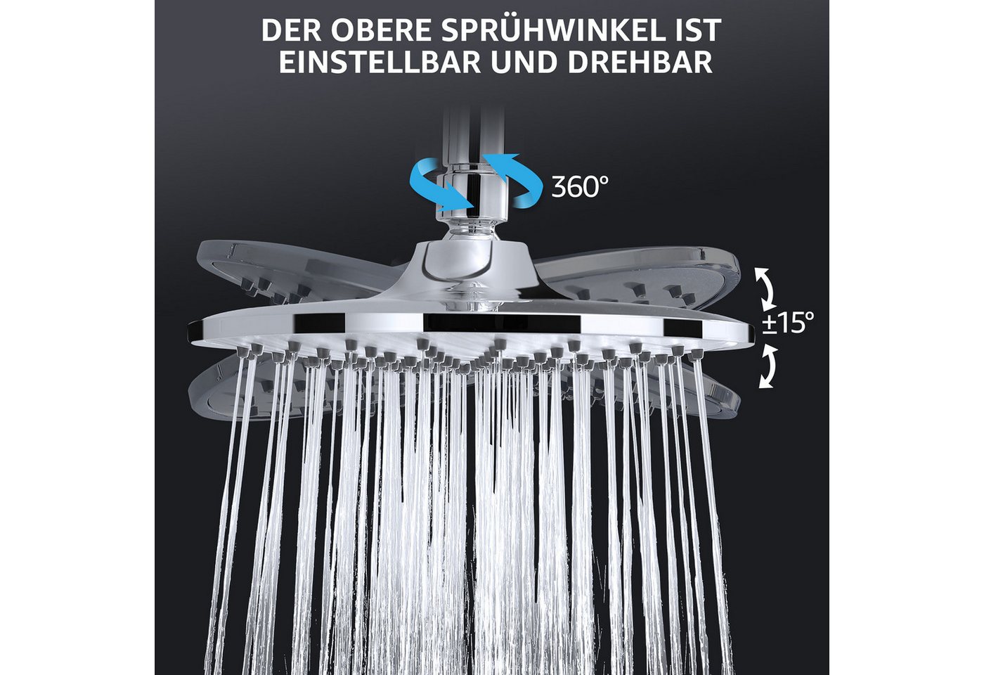 HOMELODY Duschsystem Abnehmbares Duschsystem mit Wasserfall Badzubehör Duschzubehör – Bild 4 von 5