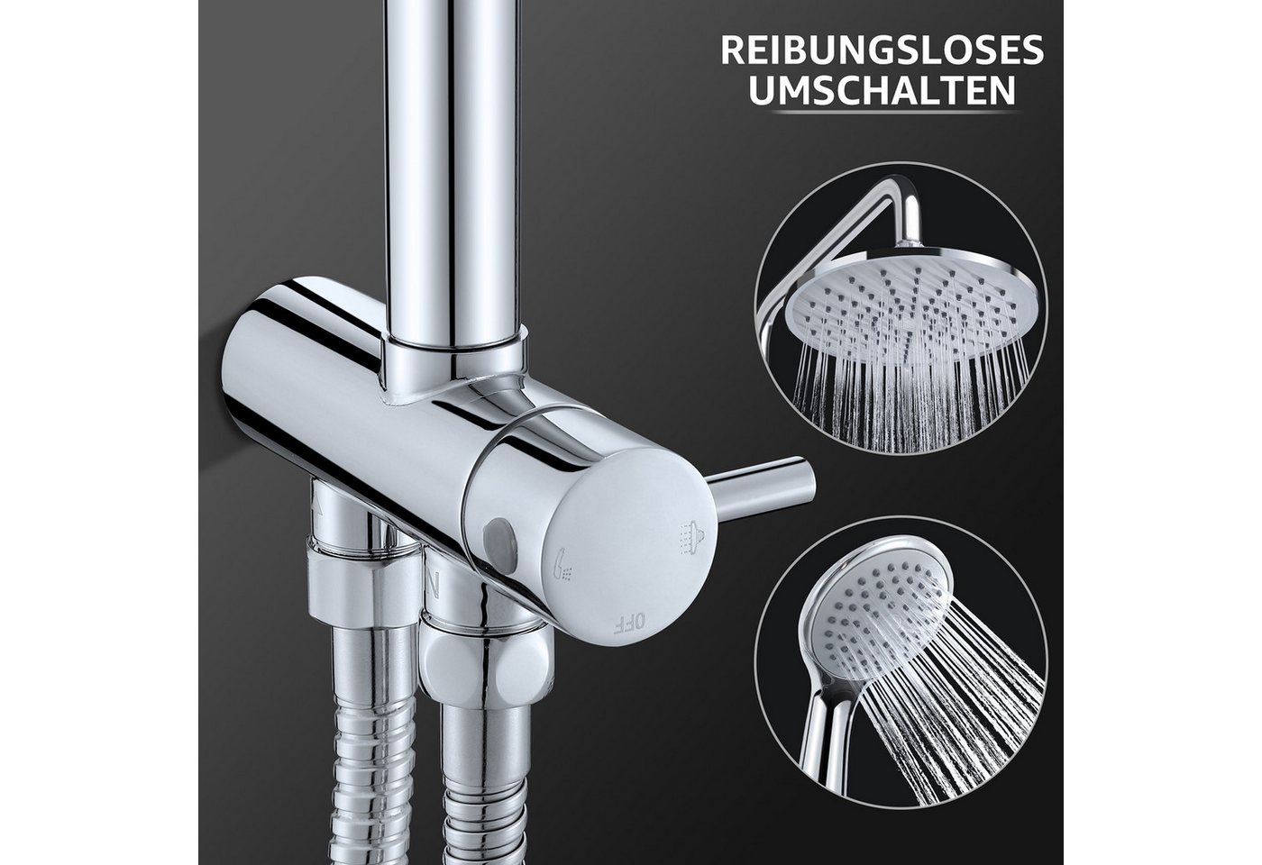 HOMELODY Duschsystem Abnehmbares Duschsystem mit Wasserfall Badzubehör Duschzubehör – Bild 5 von 5