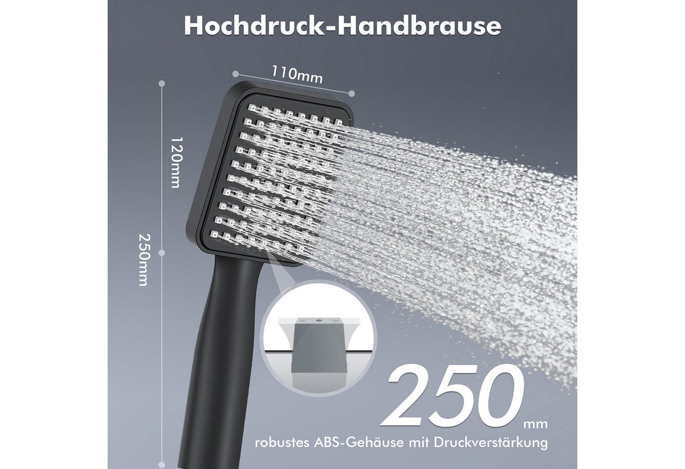 HOMELODY Duschsystem Abnehmbares Duschsystem mit Wasserfall Badzubehör Duschzubehör, 3 Strahlart(en), Set, Thermostat mit Brausegarnitur, Mit Wasserabscheider,  – Bild 5 von 5