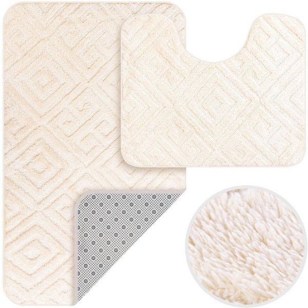 HOMELUX Badematte Badgarnitur 2-teilig mit Ausschnitt, weich & rutschfest, 2BF58, Größe: 50x80cm+40x50cm