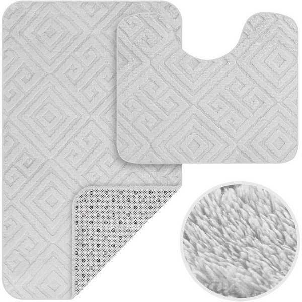 HOMELUX Badematte Badgarnitur 2-teilig mit Ausschnitt, weich & rutschfest, 2BL58, Größe: 50x80cm+40x50cm