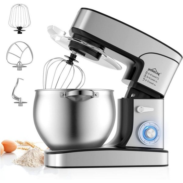 HOMELUX Küchenmaschine SC-667, 2500,00 W, 12,00 l Schüssel, inkl 3-Teiligem Patisserie-Set und Spritzschutz, mit Edelstahlschüssel