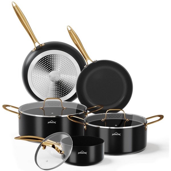HOMELUX Topf-Set Induktions Töpfe Set, Aluminiumguss Kochtopfset mit Deckel, Aluminium (Set, 8-tlg., Töpfe Set mit Topfdeckel), Induktion