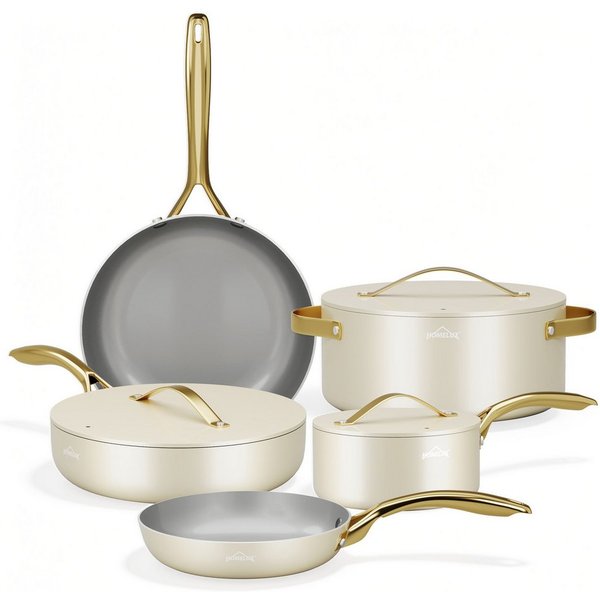 HOMELUX Topf-Set Induktions Töpfe Set, Aluminiumguss Kochtopfset mit Deckel, Aluminium (Set, 8-tlg., Töpfe Set mit Topfdeckel), Induktion