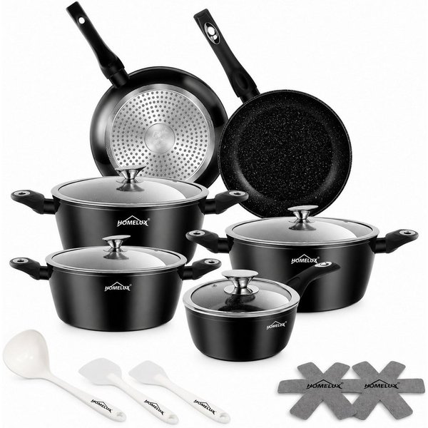 HOMELUX Topf-Set Kochgeschirr-Set, Induktions Töpfe Set, Antihaftbeschichtung, Aluminium, Edelstahl (Set, 15-tlg), Induktion