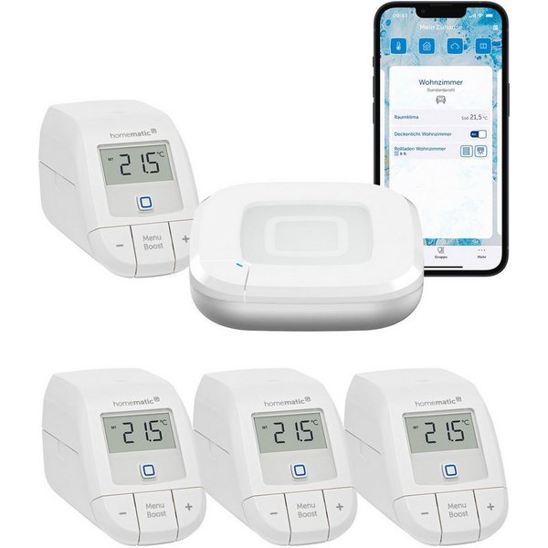Homematic IP Heizkörperthermostat Starter Bundle Heizen Basic für 4 Heizkörper