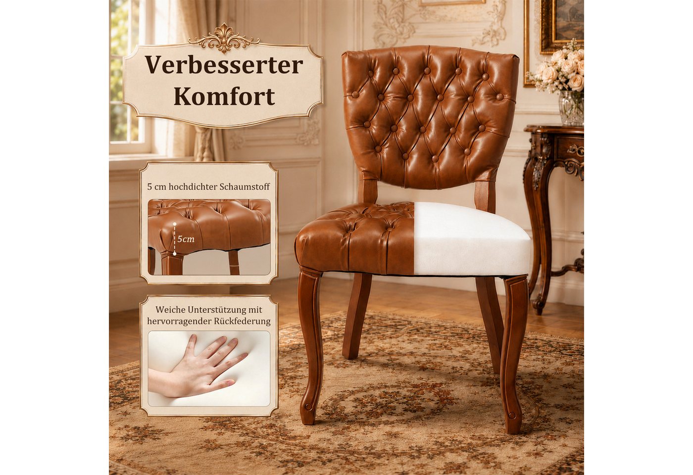 HomeMiYN Esszimmersessel (Set), Esszimmerstuhl Kunstleder Polsterstuhl modern, bis 120 kg – Bild 2 von 5