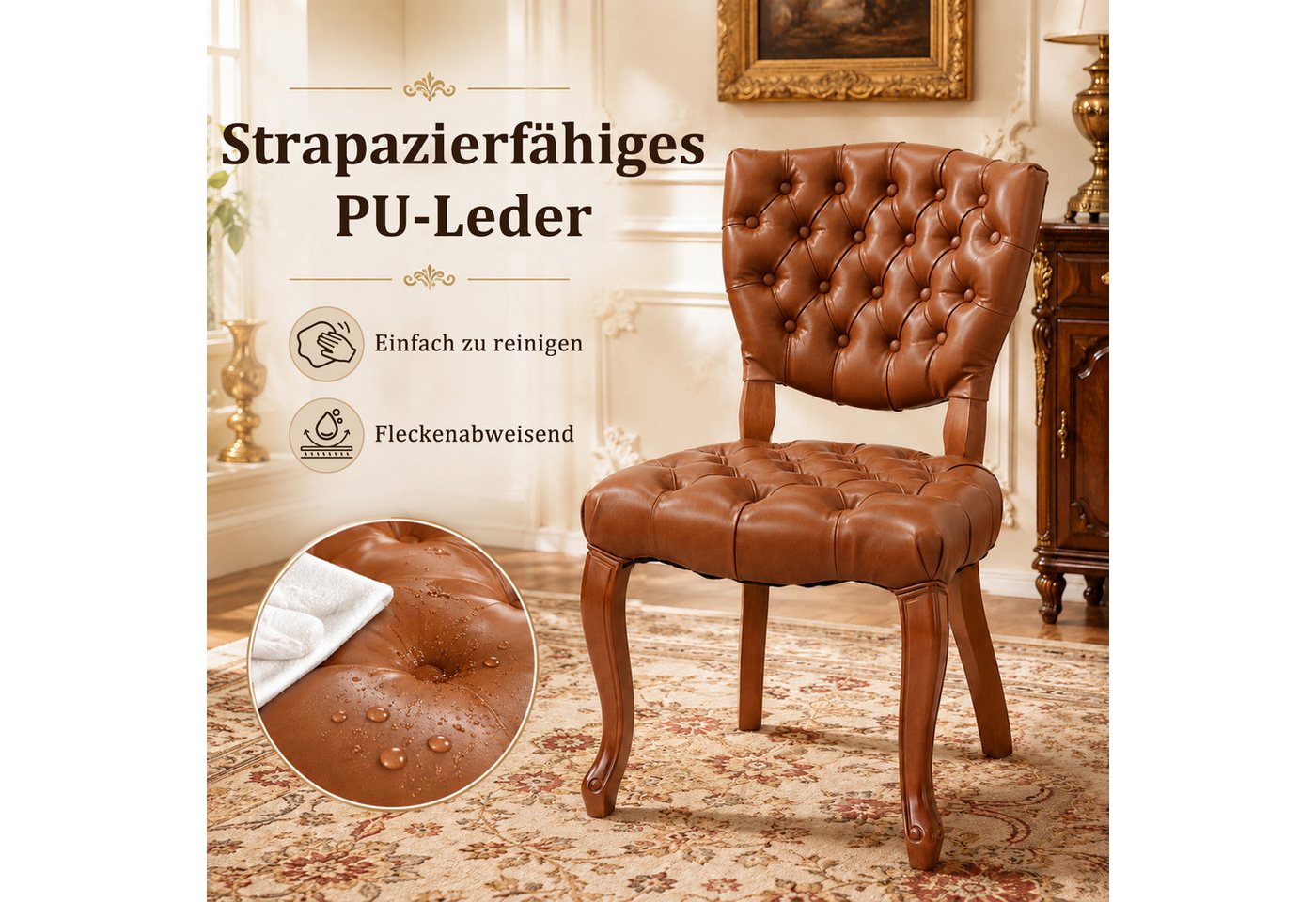 HomeMiYN Esszimmersessel (Set), Esszimmerstuhl Kunstleder Polsterstuhl modern, bis 120 kg – Bild 3 von 5