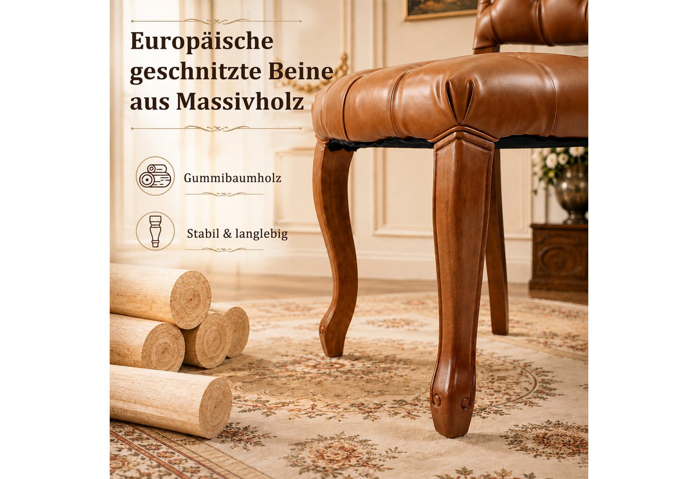 HomeMiYN Esszimmersessel (Set), Esszimmerstuhl Kunstleder Polsterstuhl modern, bis 120 kg – Bild 4 von 5