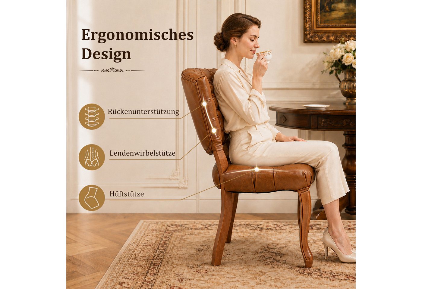 HomeMiYN Esszimmersessel (Set), Esszimmerstuhl Kunstleder Polsterstuhl modern, bis 120 kg – Bild 5 von 5