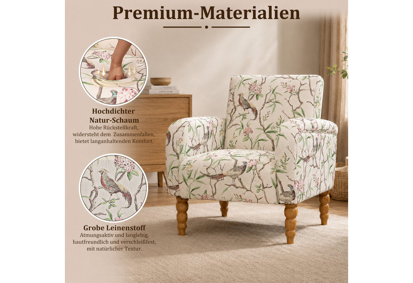 HomeMiYN Ohrensessel (1-St), Relaxsessel komfortabler Wohnzimmersessel Polstersessel – Bild 3 von 5