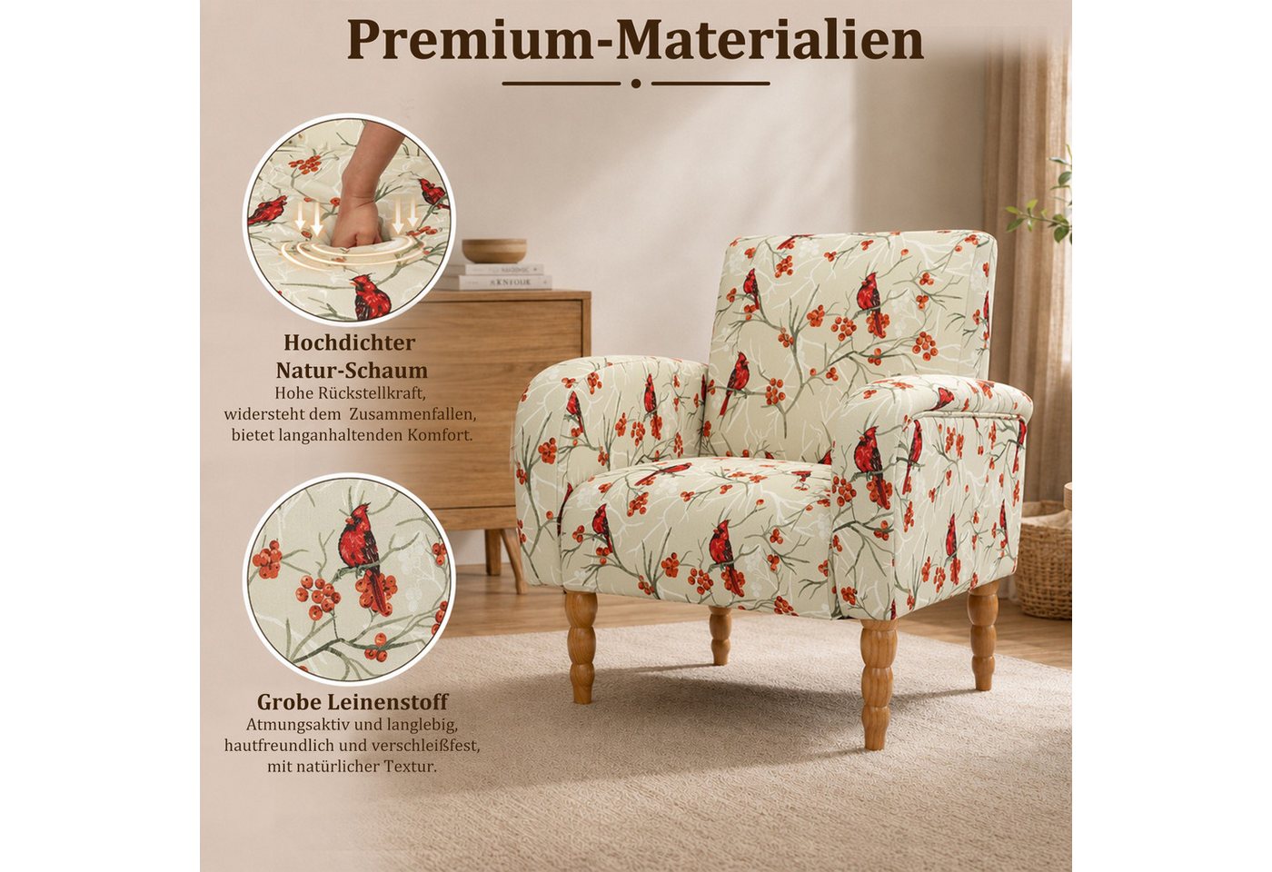 HomeMiYN Ohrensessel (1-St), Relaxsessel komfortabler Wohnzimmersessel Polstersessel – Bild 2 von 5