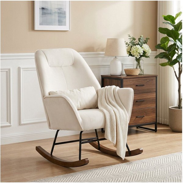 HomeMiYN Schaukelstuhl Schaukelstuhl Wohnzimmer Samt Schaukelsessel Lendenkissen Relaxsessel, samt,Stillsessel