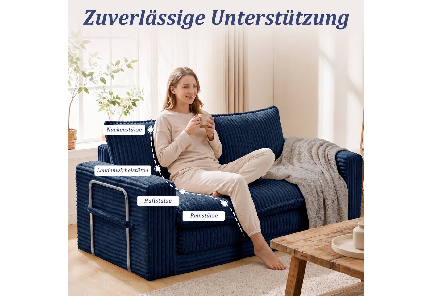 HomeMiYN Schlafsofa 2-Sitzer L139 CM klappbar Ecksofa mit Bettfunktion für kleine Räume, 1 Teile, 2-in-1 Schlafsofa – Tagsüber Sofa, nachts Gästebett (bis 240 k – Bild 3 von 5