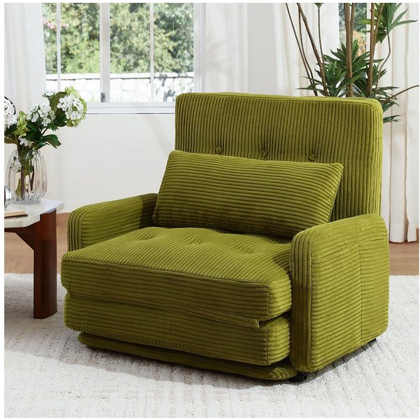 HomeMiYN Schlafsofa Schlafsessel 2-Sitzer mit Schlaffunktion, Klappsessel Bodensofa, Schlafsofa Loveseat, Bodensofa Klappsofa 2-Sitzer mit Schlaffunktion