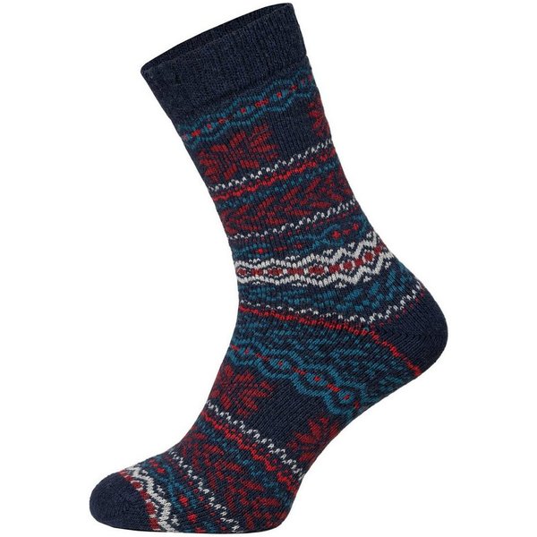 HomeOfSocks Norwegersocken 2 Paar Norweger Wollsocken, Dicke, Hygge, 45% (2-Paar) mit Norwegermuster, aus Wolle, druckarmer Gummibund