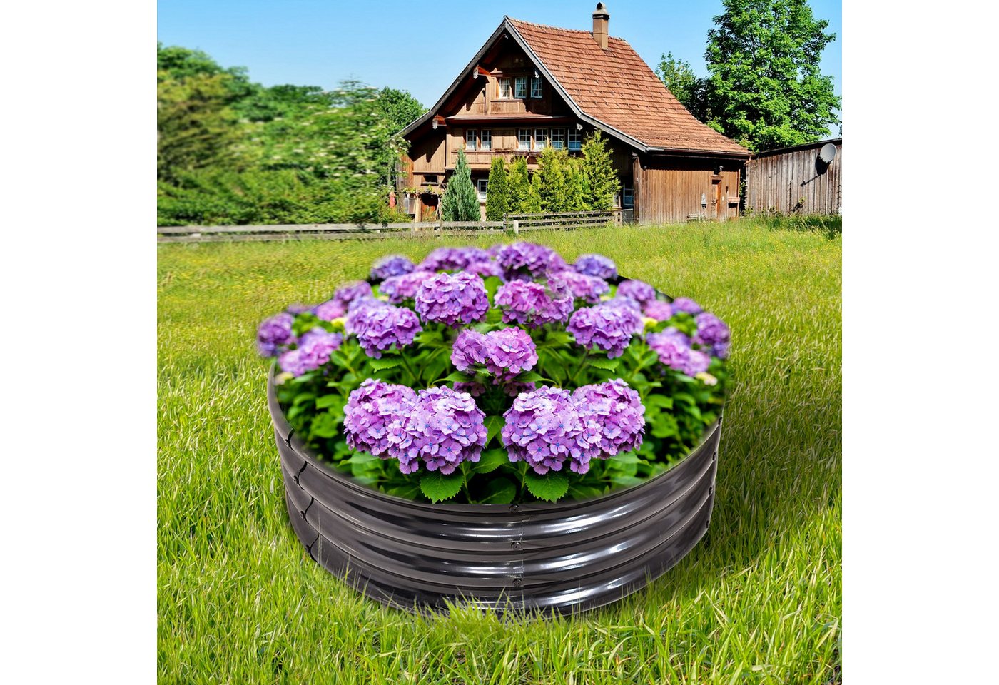 HOMERECOMMEND Hochbeet Blumenkasten, Halbkreis-Hochbeet aus Metall (1 St), Gefrier- und Rostschutz, idealer Wachstumsbereich für Blumen, Gemüse. – Bild 3 von 5