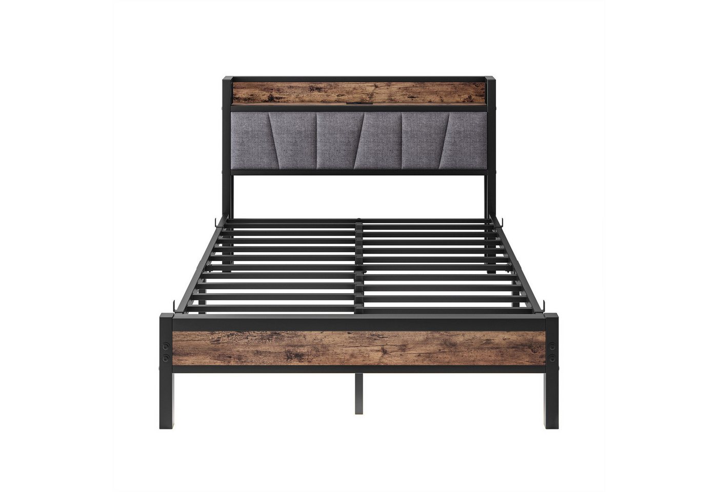 HOMERECOMMEND Metallbett mit 2 USB-Anschlüssen und LED Beleuchtung (1-tlg., Ohne Matratze), Jugendbett Bettgestell 90 x 200 cm – Bild 5 von 5