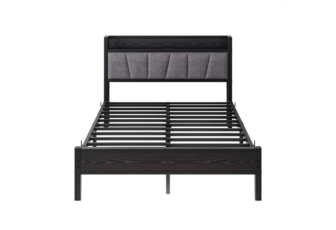 HOMERECOMMEND Metallbett mit 2 USB-Anschlüssen und LED Beleuchtung (1-tlg., Ohne Matratze), Jugendbett Bettgestell 120 x 200 cm – Bild 3 von 5