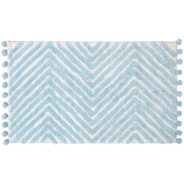 Homescapes Badematte Badteppich hellblau mit Zickzack-Muster – Badematte 50 x 80 cm, Höhe 20 mm, 50 x 80 cm