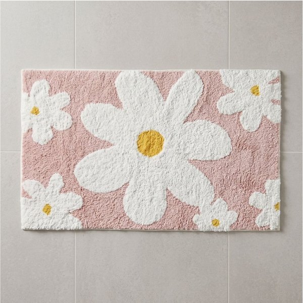 Homescapes Badematte Badematte Blumen 50x80 cm - Badteppich rosa, 100 % Baumwolle, Höhe 10 mm, 50 x 80 cm