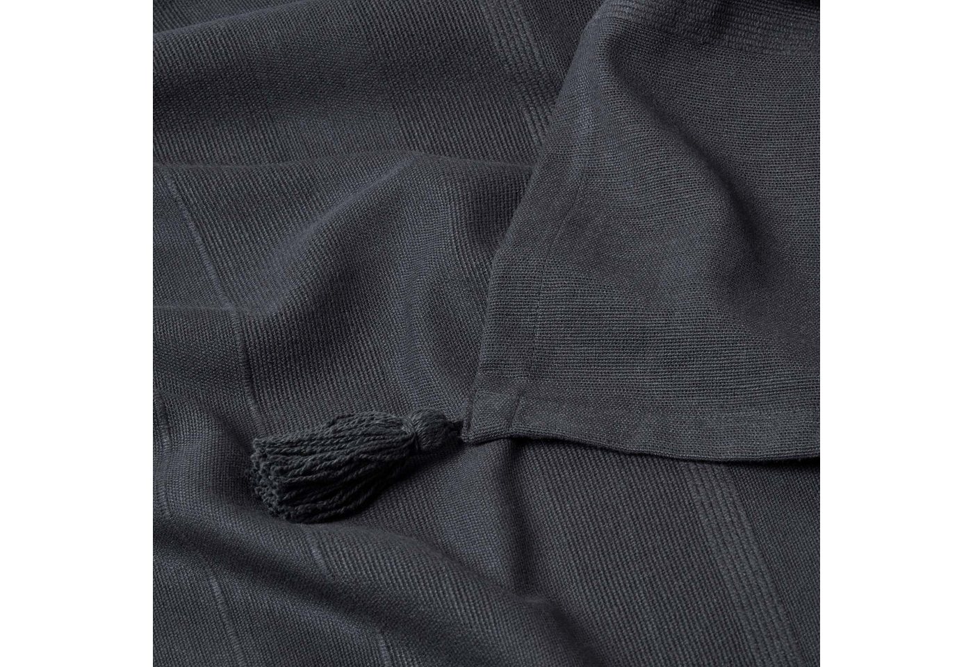 Plaid Tagesdecke Rajput, 100% Baumwolle, schwarz, 255 x 360 cm, Homescapes – Bild 5 von 5