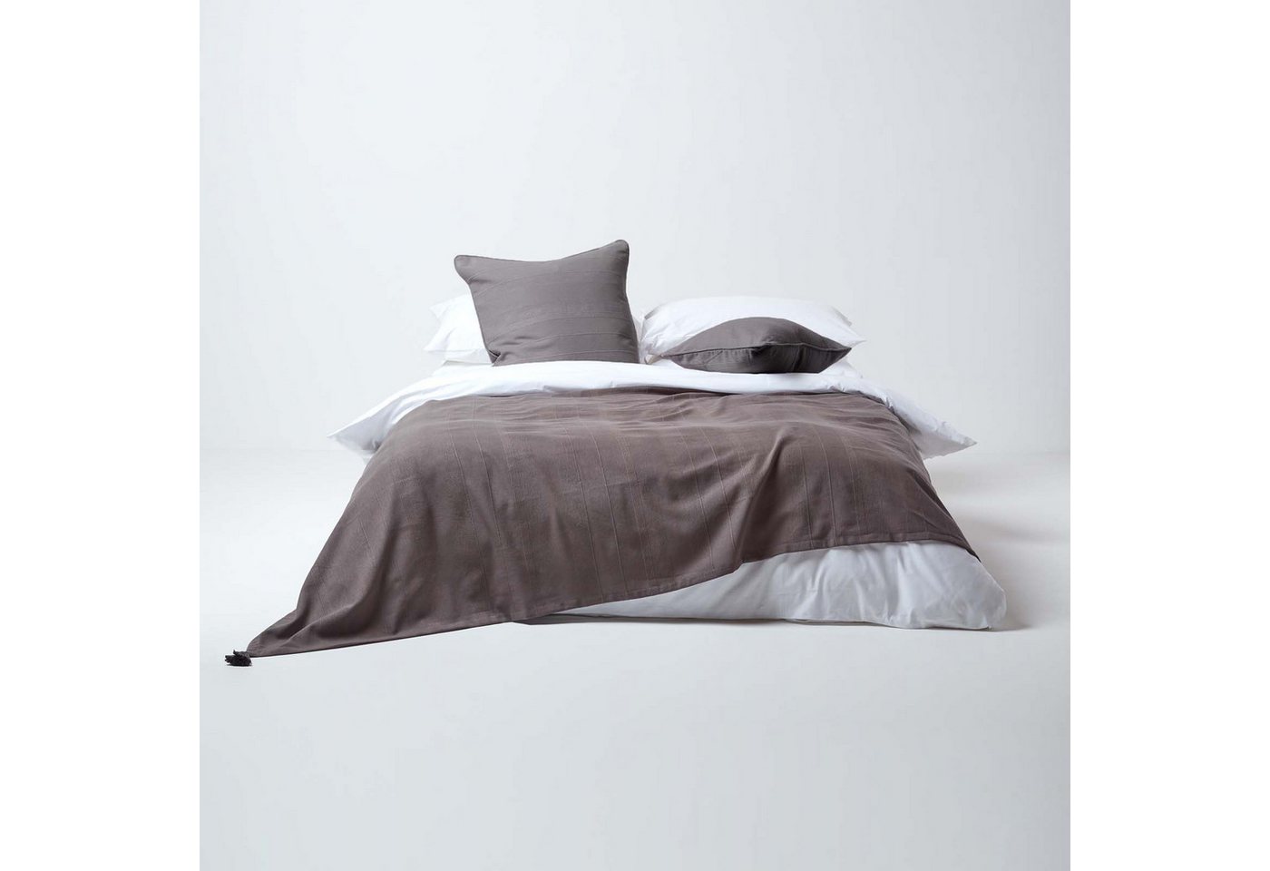 Plaid Tagesdecke Rajput, 100% Baumwolle, grau, 150 x 200 cm, Homescapes – Bild 3 von 5