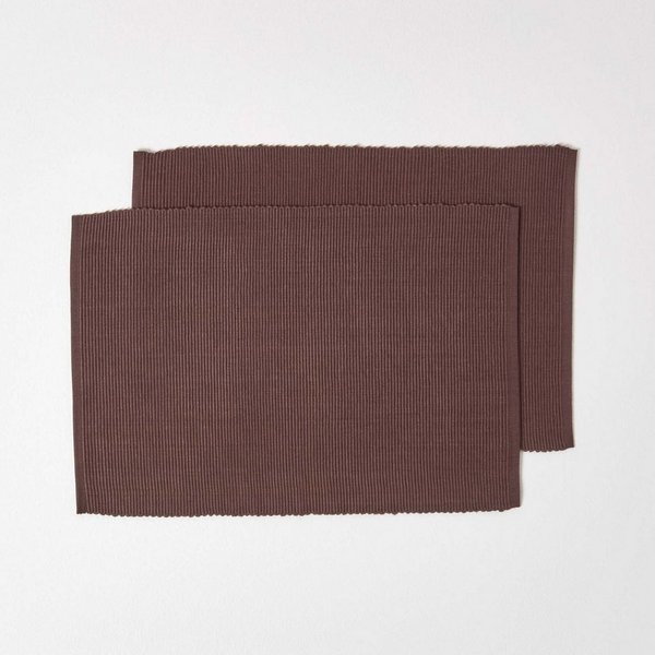 Homescapes Platzset Tischset braun im 2er-Set – 30 x 45 cm, 100% Baumwolle