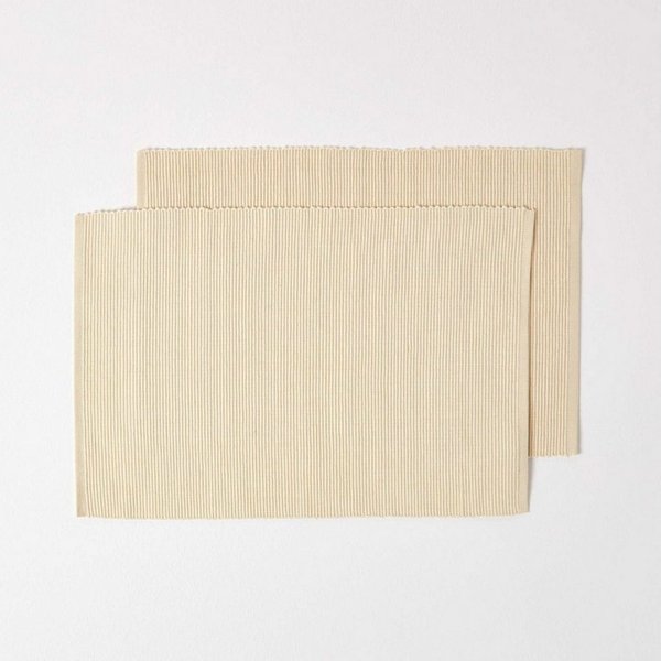 Homescapes Platzset Tischset creme im 2er-Set – 30 x 45 cm, 100% Baumwolle