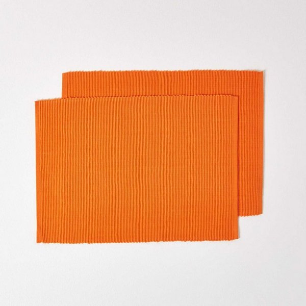 Homescapes Platzset Tischset orange im 2er-Set – 30 x 45 cm, 100% Baumwolle