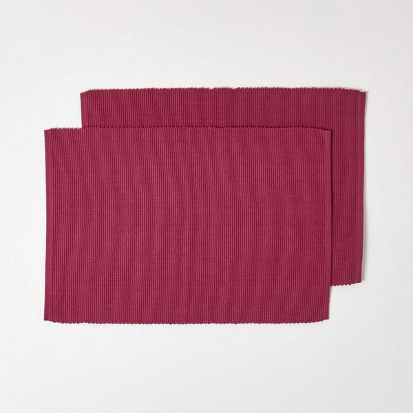 Homescapes Platzset Tischset weinrot im 2er-Set – 30 x 45 cm, 100% Baumwolle