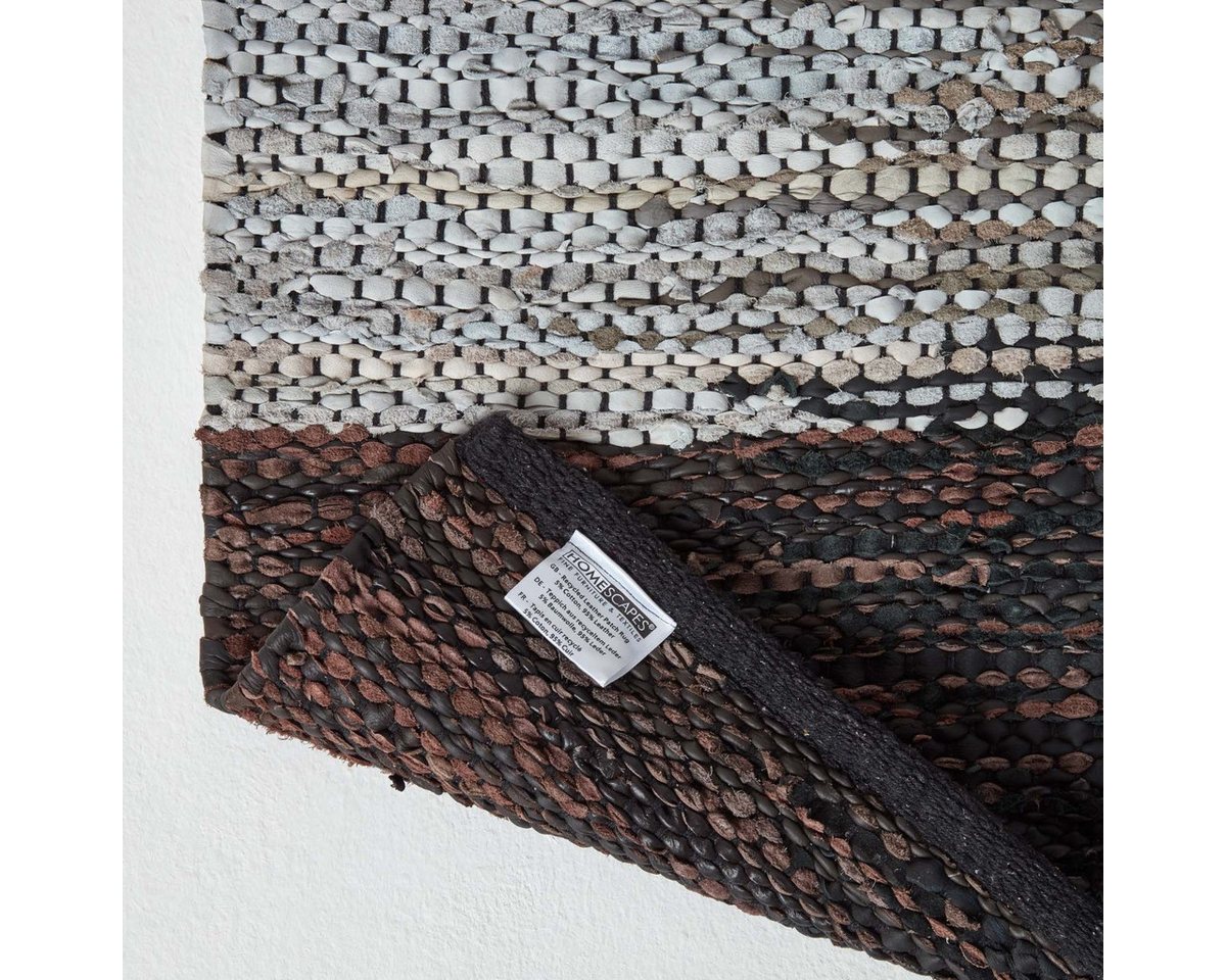 Homescapes Teppich Recycelter Lederteppich in grau, braun und schwarz, 90 x 150 cm, Höhe: 20 mm – Bild 5 von 5