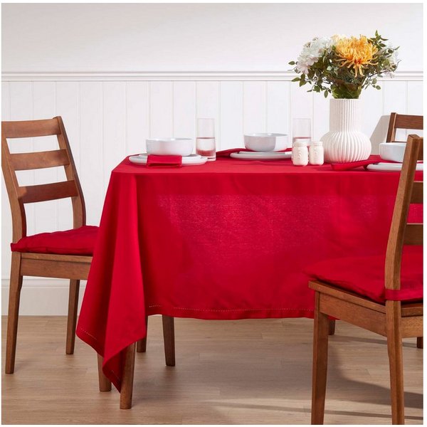 Homescapes Tischdecke Tischdecke rot – 137 x 137 cm, 100% Baumwolle (1-tlg)