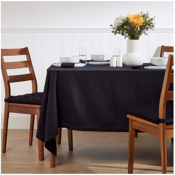Homescapes Tischdecke Tischdecke schwarz – 137 x 137 cm, 100% Baumwolle (1-tlg)