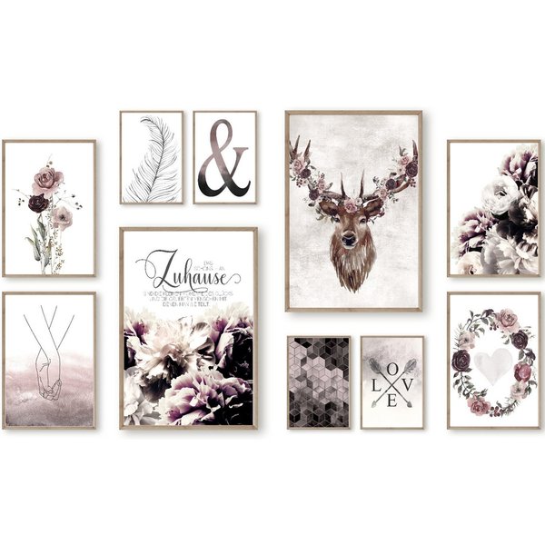homestyle-accessoires Poster Bilder Bilderwand Set Wandbilder Poster DAS SCHÖNSTE AN ZUHAUSE, (10 St), - Ohne Bilderrahmen - Sorgfältige & sichere Verpackung
