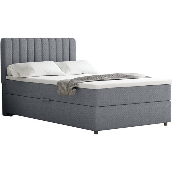 Homesy Boxspringbett EVEREST – Komfortables Einzelbett im modernen Trenddesign (Bett inkl. einem Bettkasten und Topper), Große Auswahl an Polsterfarben