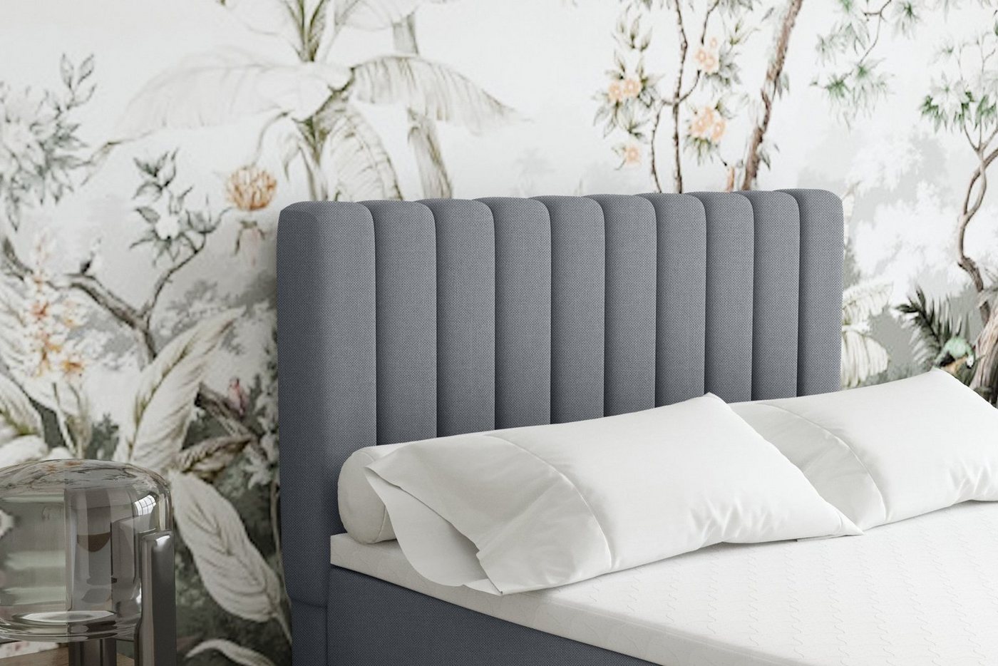 Homesy Boxspringbett EVEREST – Komfortables Einzelbett im modernen Trenddesign (Bett inkl. einem Bettkasten und Topper), Große Auswahl an Polsterfarben – Bild 5 von 5