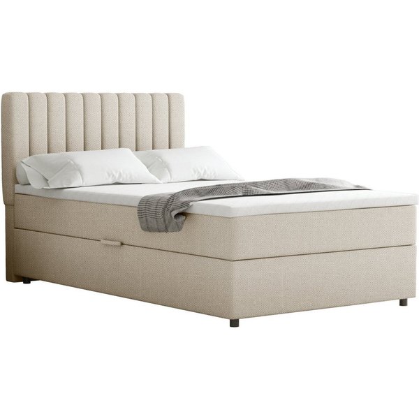 Homesy Boxspringbett EVEREST – Komfortables Einzelbett im modernen Trenddesign (Bett inkl. einem Bettkasten und Topper), Große Auswahl an Polsterfarben
