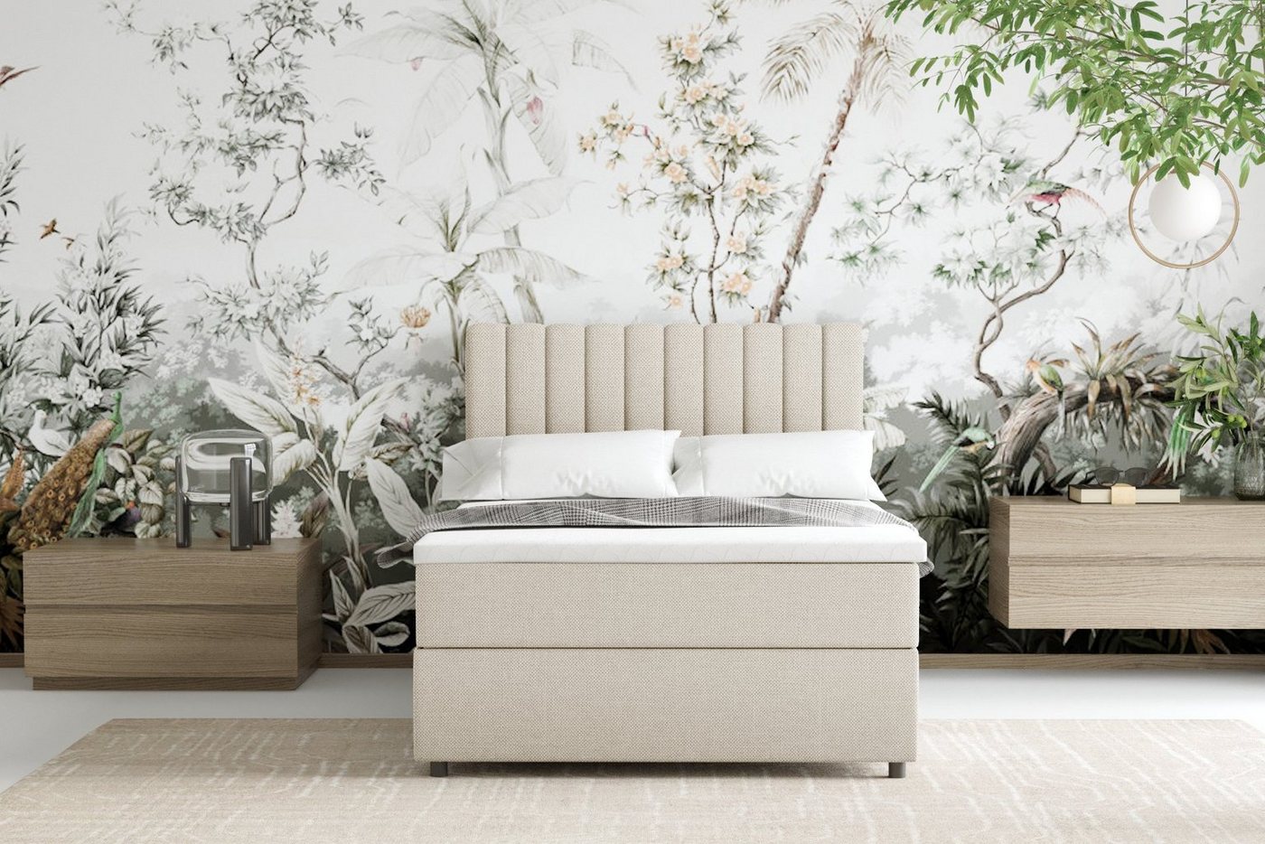 Homesy Boxspringbett EVEREST – Komfortables Einzelbett im modernen Trenddesign (Bett inkl. einem Bettkasten und Topper), Große Auswahl an Polsterfarben – Bild 4 von 5
