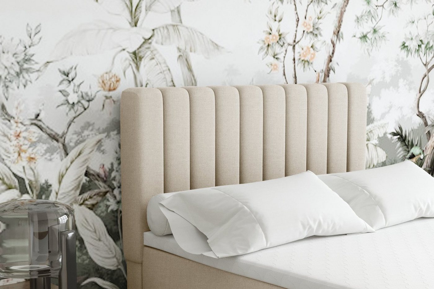 Homesy Boxspringbett EVEREST – Komfortables Einzelbett im modernen Trenddesign (Bett inkl. einem Bettkasten und Topper), Große Auswahl an Polsterfarben – Bild 5 von 5