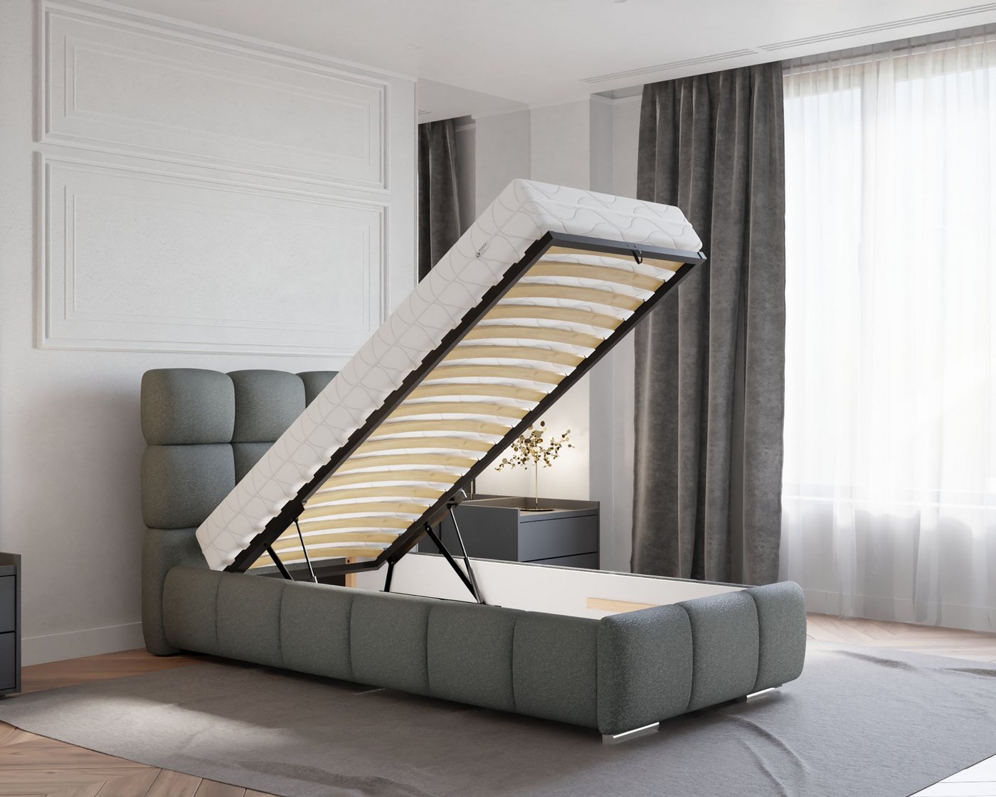 Homesy Polsterbett Bliss, Ein Luxusbett in jeder Größe 120x200cm 100x200 cm 90x200cm – Bild 5 von 5