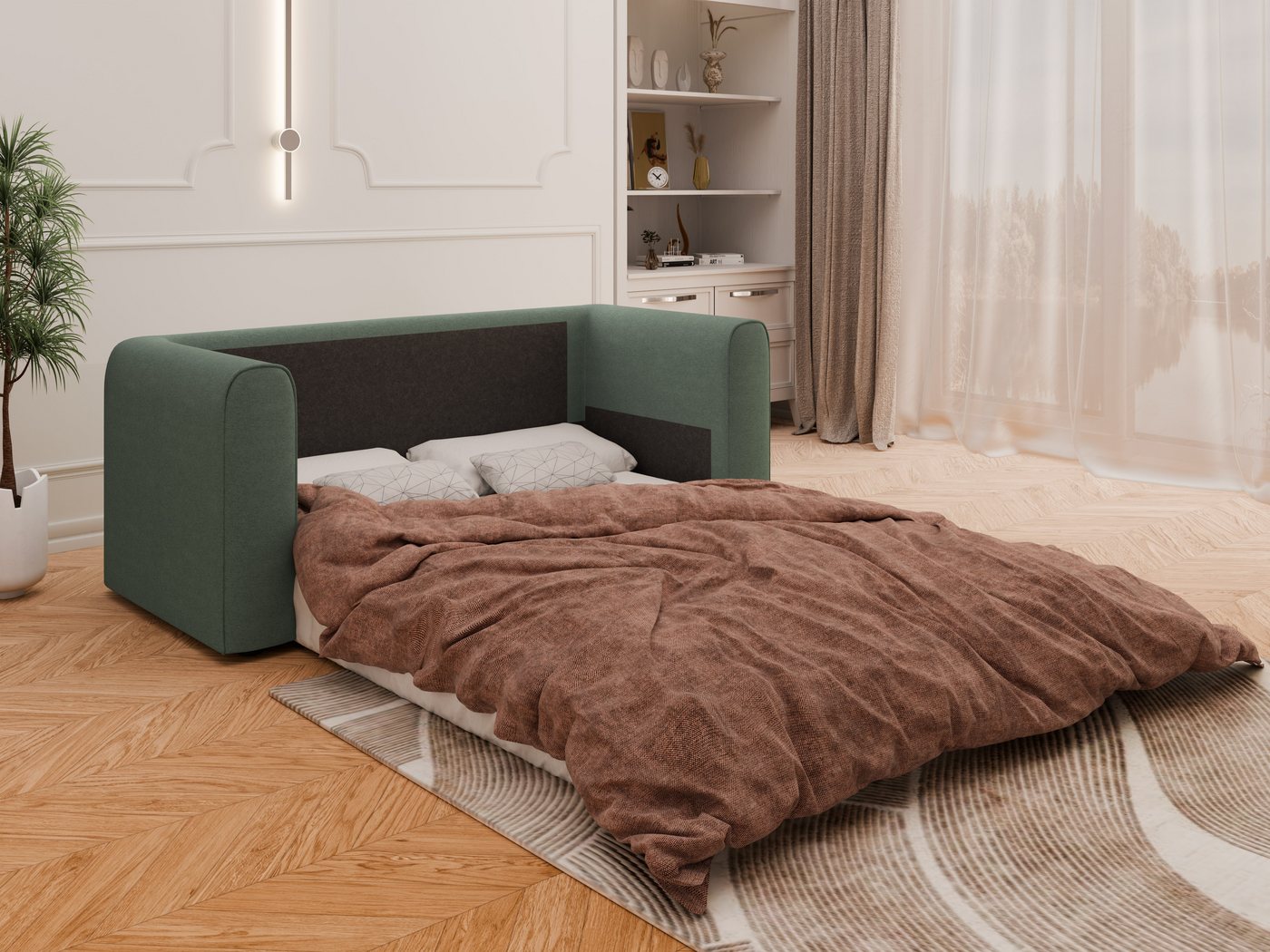 Homesy Schlafsofa Arelis – Moderne 2-Sitzer Sofa mit Bettfunktion, Bestseller, Platzsparendes Sofa mit Gästebettfunktion – Bild 3 von 5