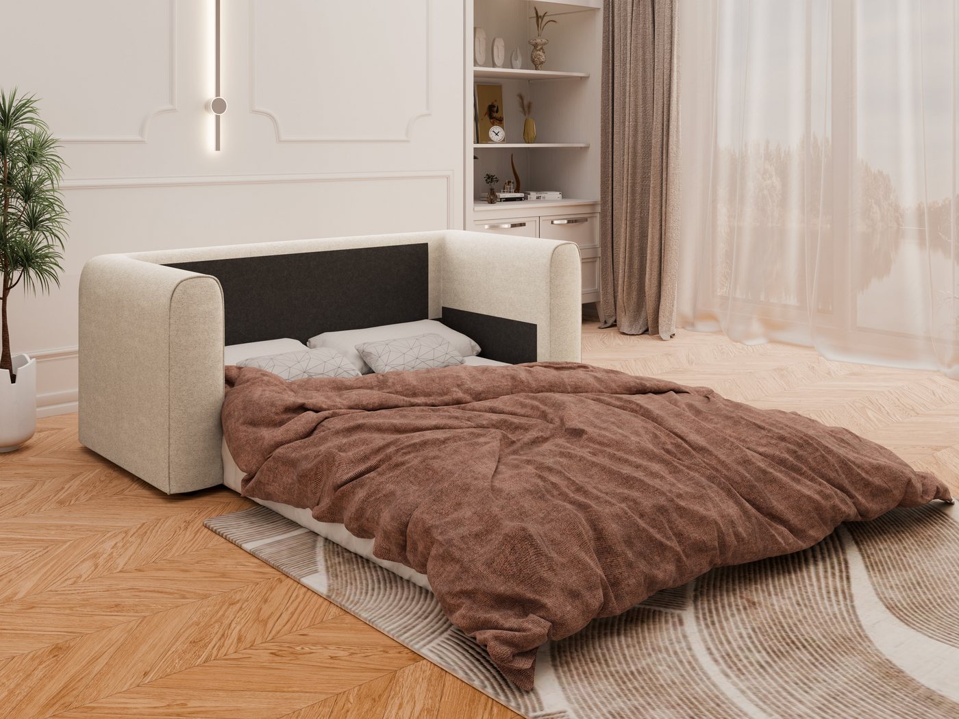 Homesy Schlafsofa Arelis – Moderne 2-Sitzer Sofa mit Bettfunktion, Bestseller, Platzsparendes Sofa mit Gästebettfunktion – Bild 3 von 5