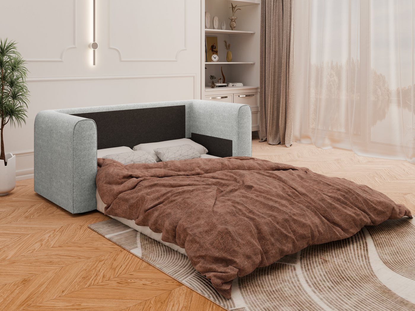 Homesy Schlafsofa Arelis – Moderne 2-Sitzer Sofa mit Bettfunktion, Bestseller, Platzsparendes Sofa mit Gästebettfunktion – Bild 3 von 5