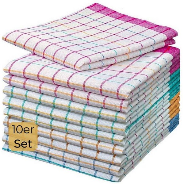 Hometex Premium Textiles Geschirrtuch 10er Set - Geschirrtuch in bunt, Ideal als Küchentuch und Grubentuch mit hoher Wasseraufnahme
