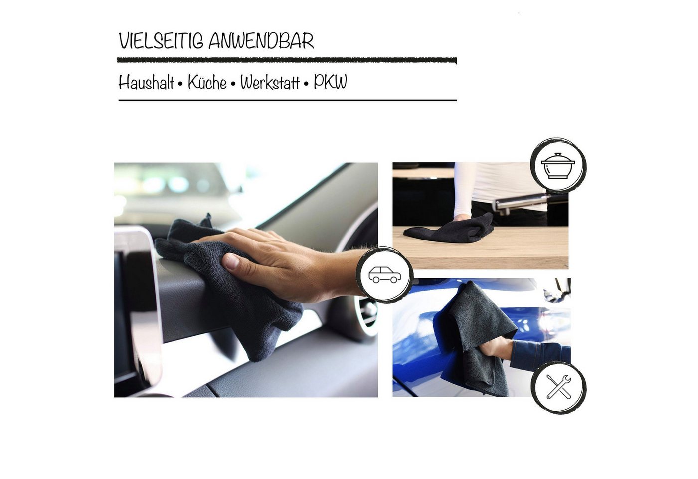 Hometex Premium Textiles Geschirrtuch Mikrofaser Putztuch, Staubtuch Reinigungstuch 40 x 40 cm, (10-tlg), Ideal für Autopflege, Küche und Barista – Bild 3 von 4