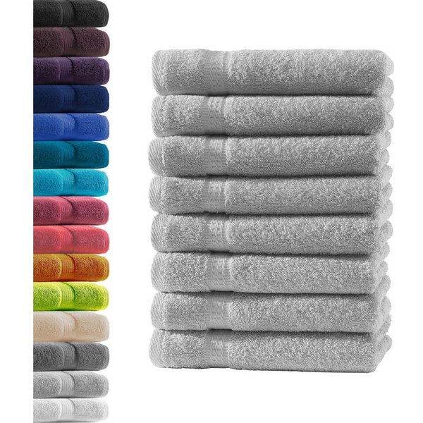 Hometex Premium Textiles Handtuch in Premium Qualität 500 g/m², Feinster Frottier-Stoff 100% Baumwolle, 8x Gästetuch, weich, saugfähig, extra schwer & flauschig